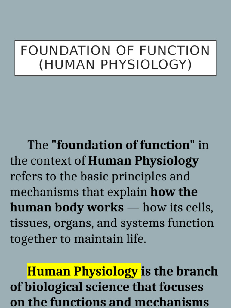 Human Physiology: Body Function Basics | PDF | Human Body | Human ...