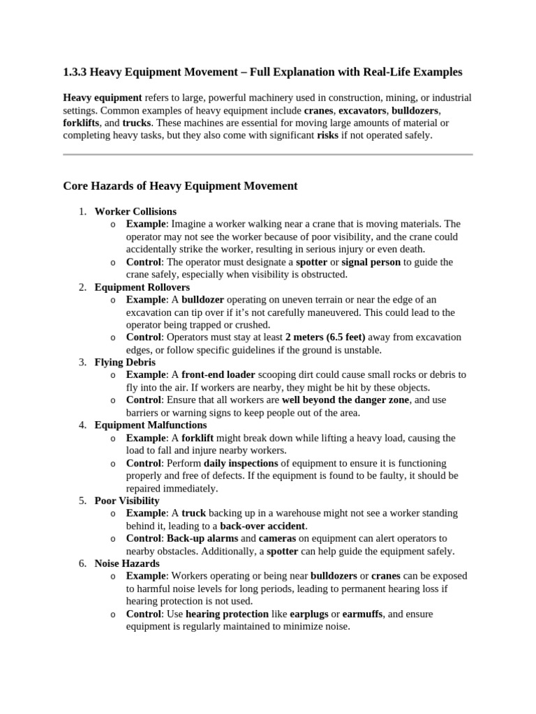 Heavy Equipment Movement Safety Guide | PDF | Forklift | Crane (Machine)