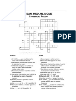 Crossword Puzzle - Mean, Median, Mode