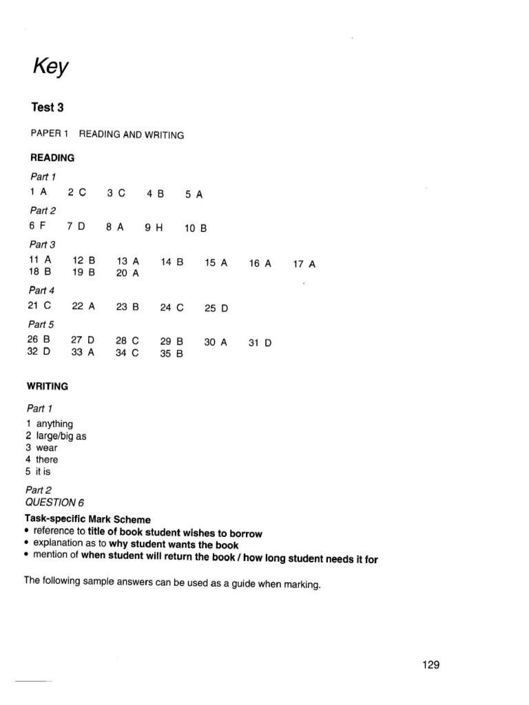 PET 1 - Test3 校园版 答案 | PDF