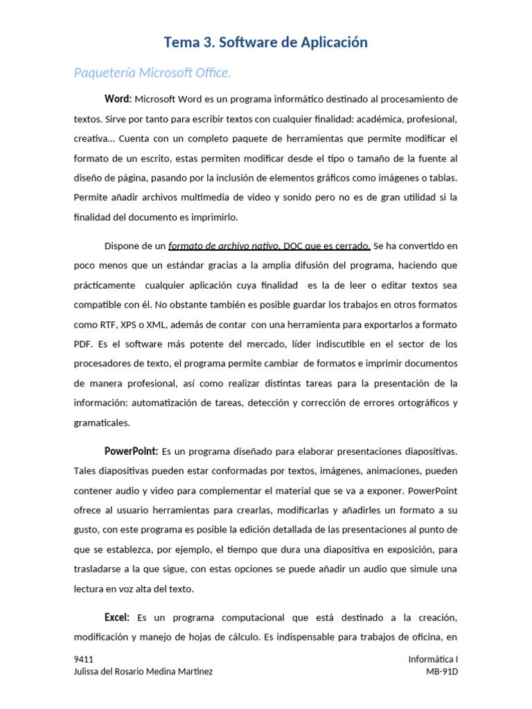 Software de Aplicación: Microsoft Office | PDF | Microsoft Word ...