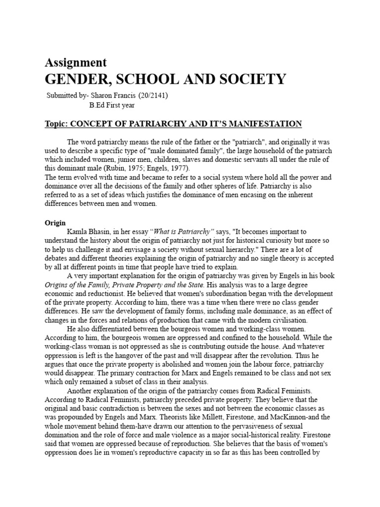 Understanding Patriarchy's Origins and Impact | PDF | Patriarchy ...