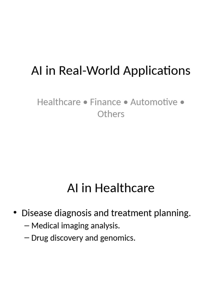 AI Real World Applications | PDF