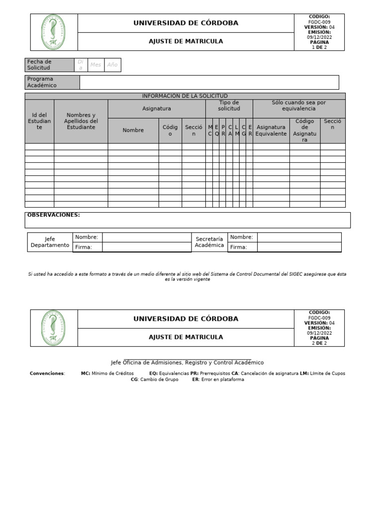 Fgar-009 Ajustedematricula 4 | PDF | Informática