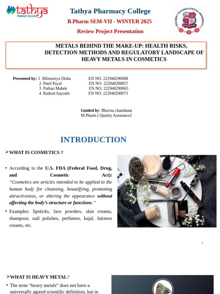 Heavy Metals in Cosmetics: Risks & Regulations | PDF | Cosmetics | Metals