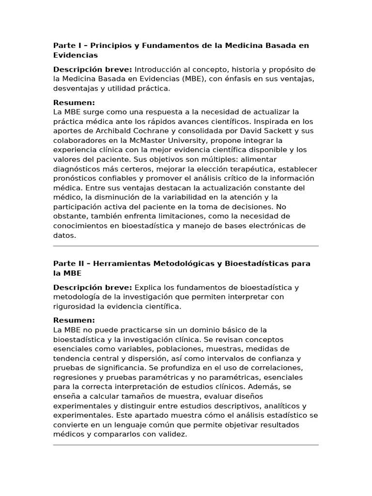 Parte 1, 2 y 3 - Principios y Fundamentos de La Medicina Basada en ...