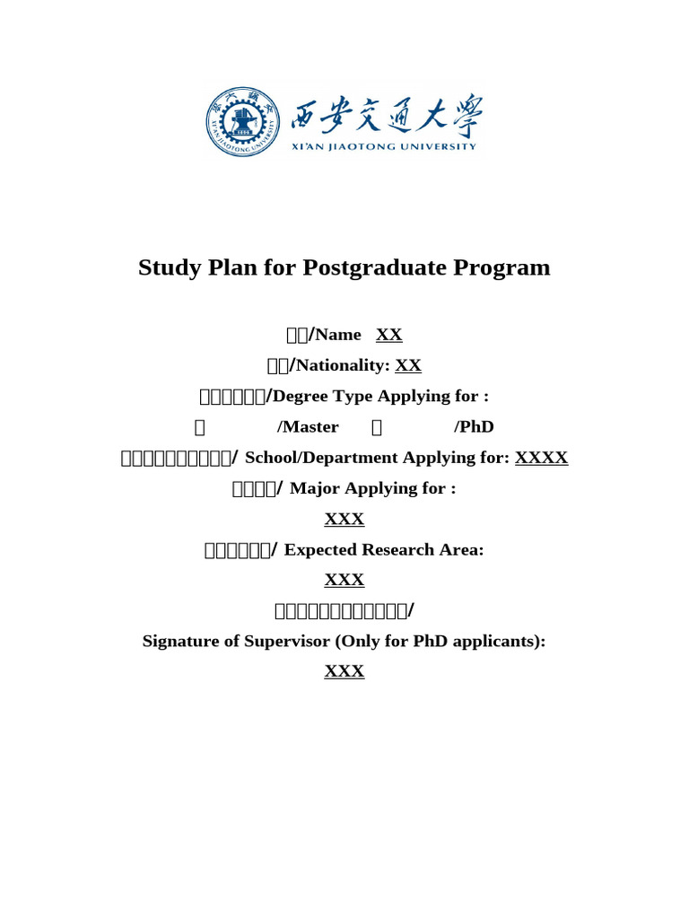 Postgraduate Study Plan Overview | PDF | Methodology | Cognition
