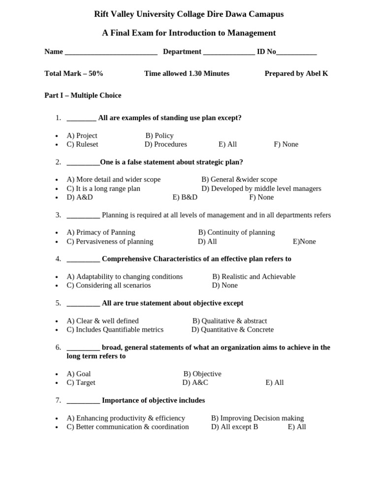Introduction To Management Exam New | PDF | Leadership | Business Economics