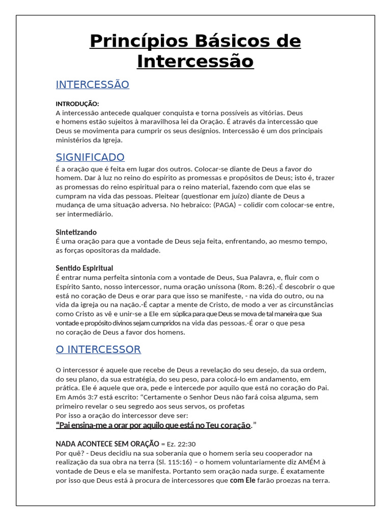 Princípios de Intercessão na RCC | PDF | Oração | Deus