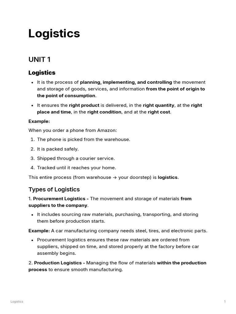 Understanding Logistics Management Basics | PDF | Logistics | Warehouse