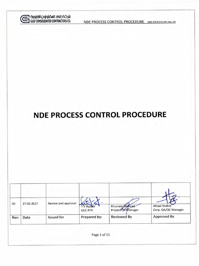 NDE Process Control Procedure NDE-PROCESS-001 | PDF | Nondestructive ...