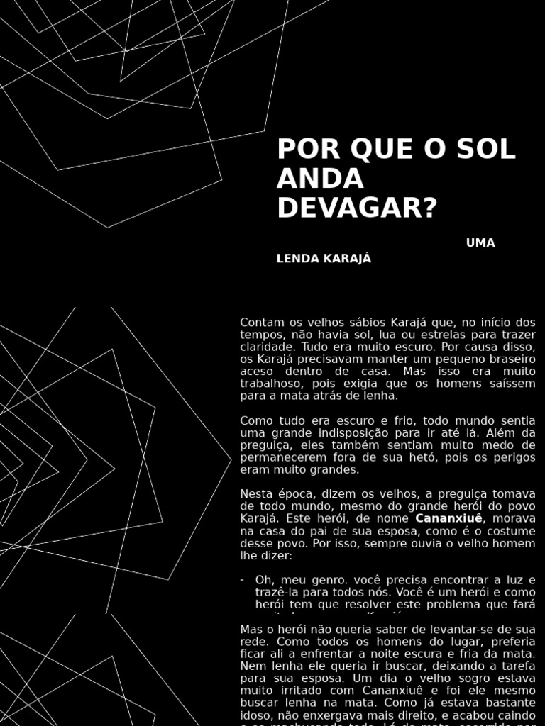 Lenda Karajá: O Sol e Cananxiuê | PDF | Sol | Herói