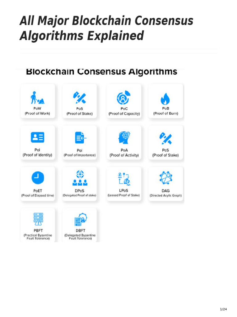 Major Blockchain Consensus Algorithms | PDF | Distributed Computing ...
