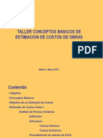Presentación TALLER DE ESTIMACION DE COSTOS
