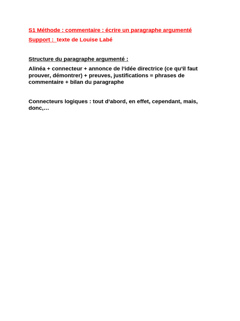 Écrire un Paragraphe Argumenté | PDF
