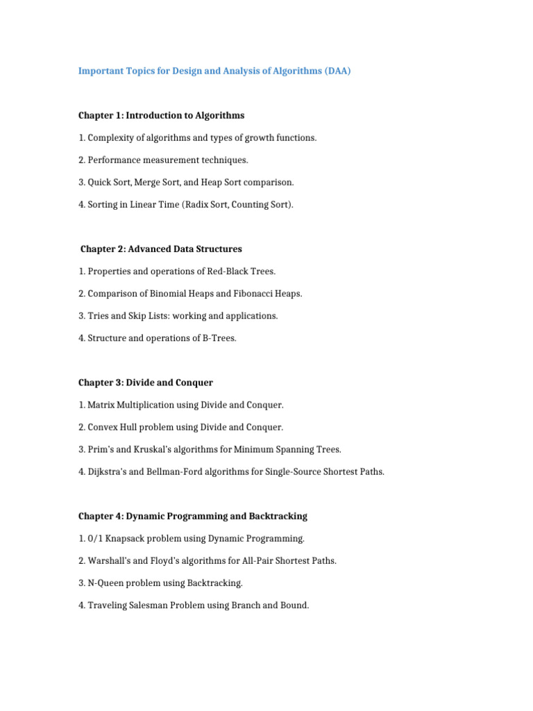 Key DAA Topics Overview | PDF
