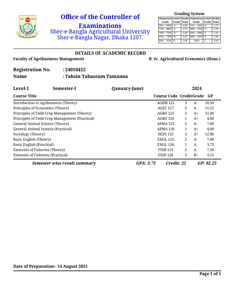 Academic Grading System Overview | PDF
