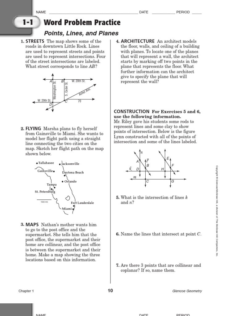 answers algebra worksheet 4.1 2 Problem  (Geometry) Line Word  Triangle Practice
