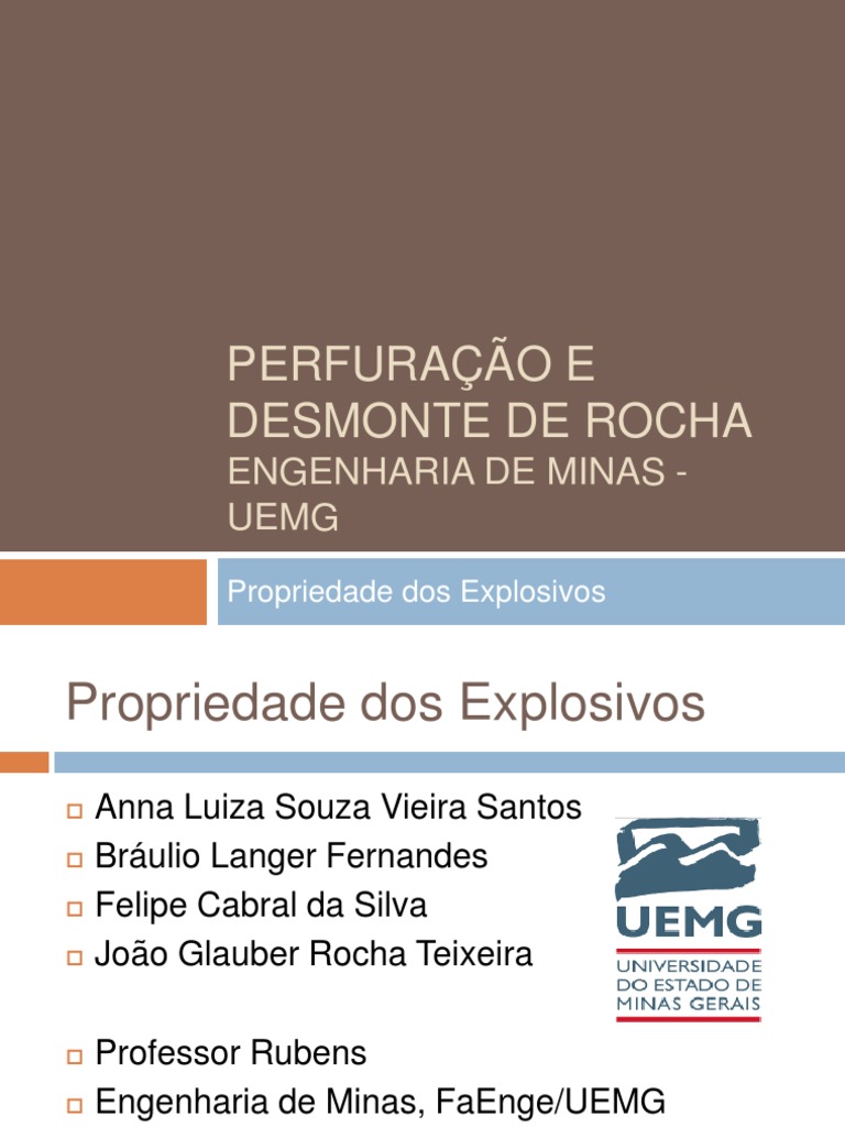 Propriedades dos Explosivos em Mineração | PDF | Material explosivo ...