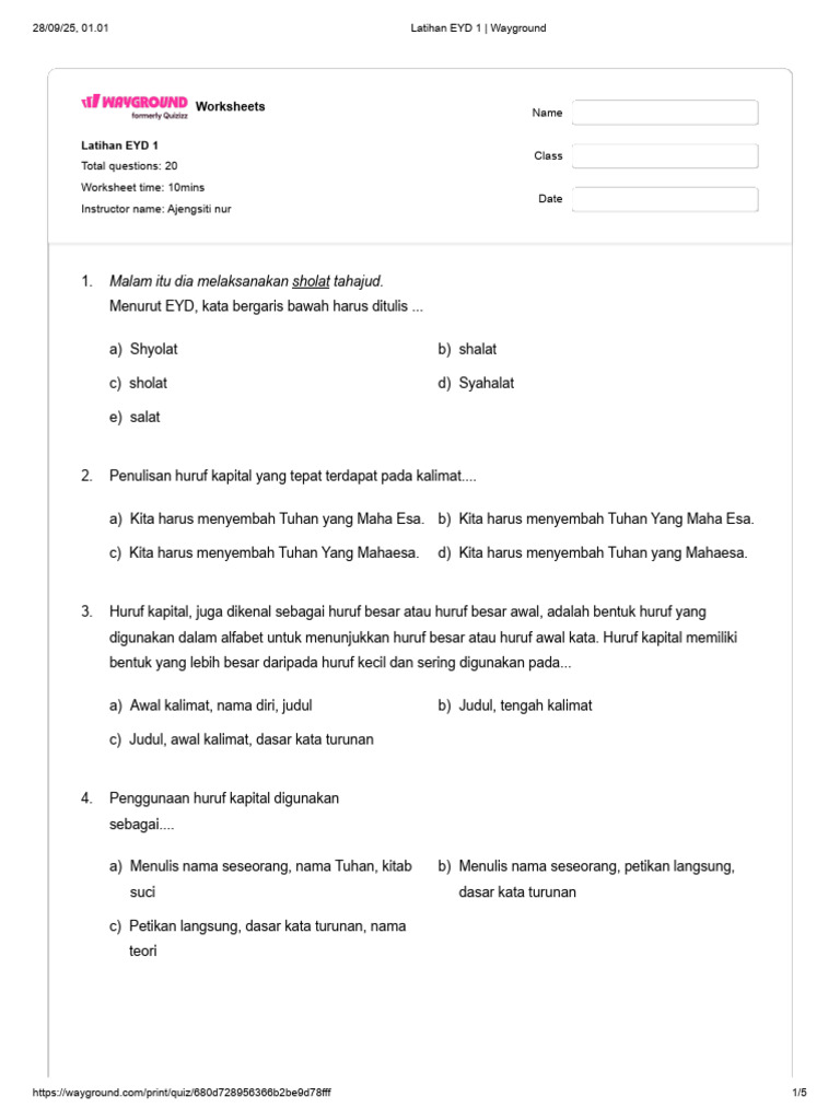Latihan EYD: Soal dan Jawaban | PDF
