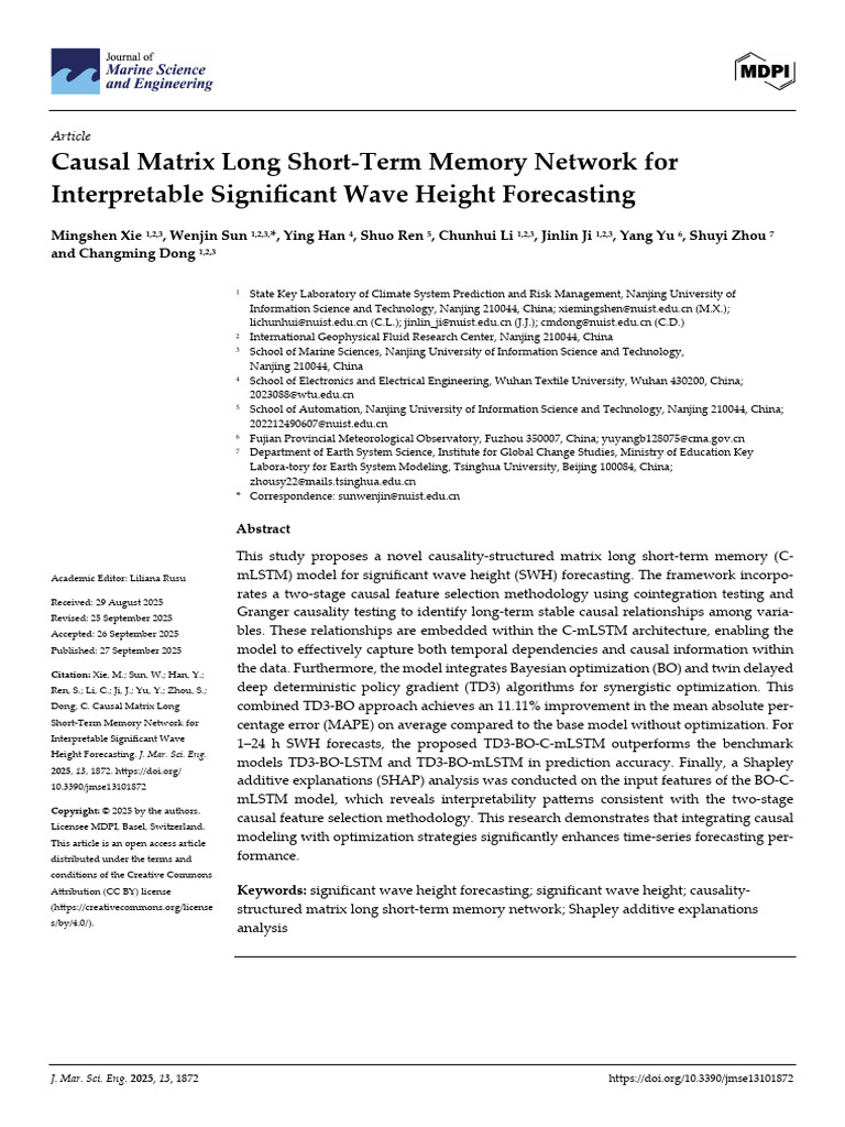 Causal LSTM Model for Wave Height Forecasting | PDF | Forecasting ...