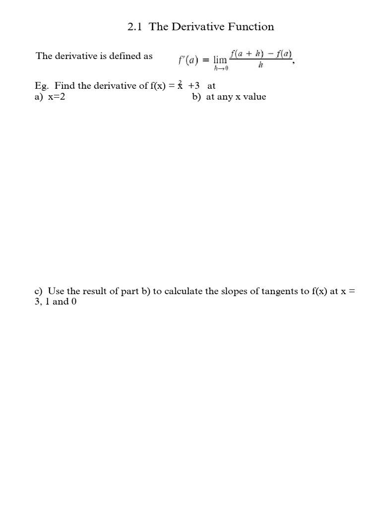 MCV2.1 The Derivative Function PDF | PDF