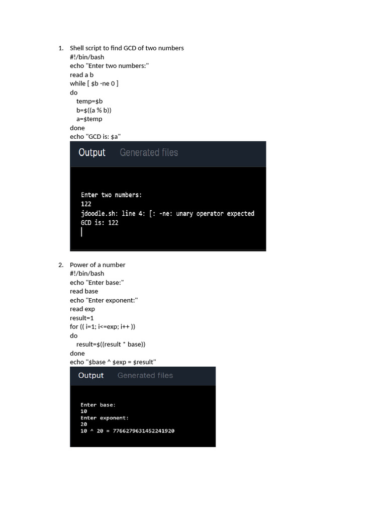 Bash Scripts for Math Operations | PDF
