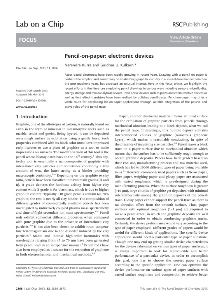 Pencil-on-Paper Electronics Overview | PDF | Biosensor | Materials
