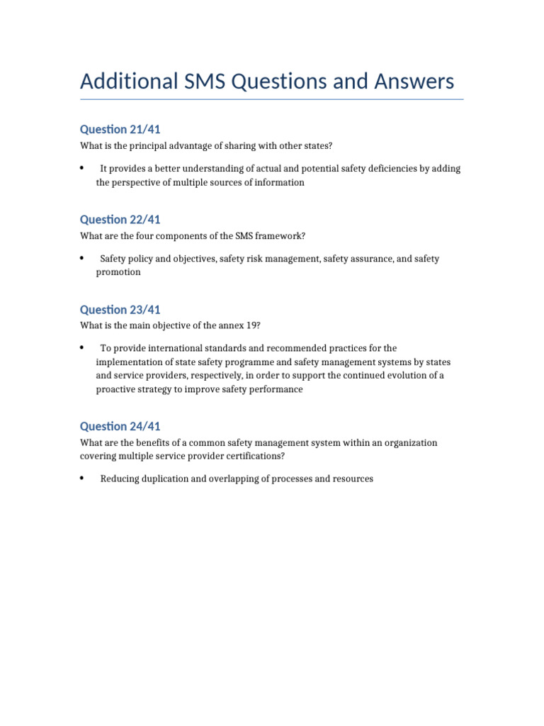 SMS Framework Q&A: Safety Management Insights | PDF