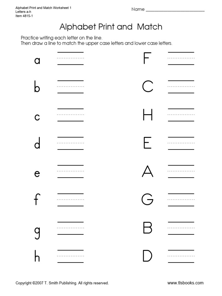 Alphabet Print and Match Worksheets | PDF | Letter Case | All Rights ...