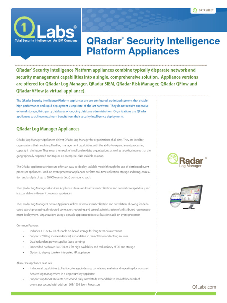 QRadar Appliance Datasheet 2 | PDF | Computer Network | Network Switch