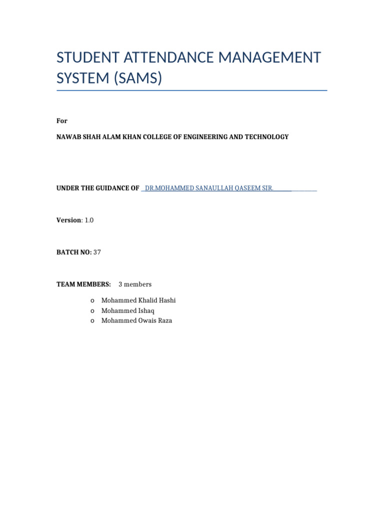 Student Attendance Management System SRS | PDF | Databases | Php