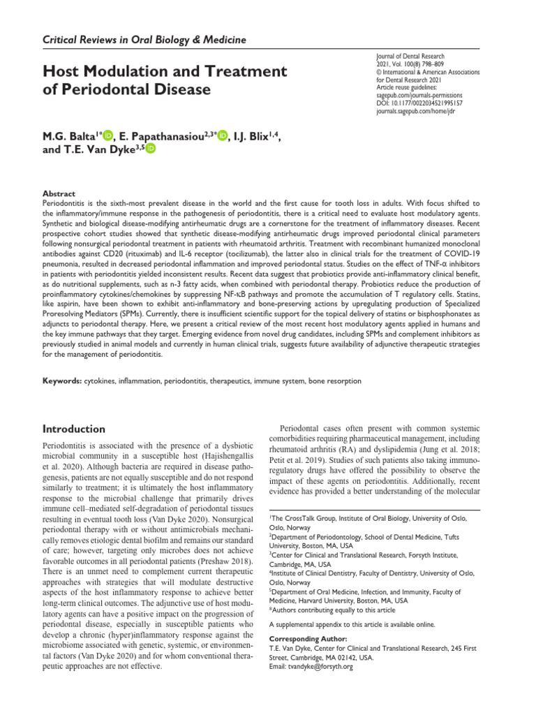 Host Modulation in Periodontal Disease | PDF | Inflammation ...