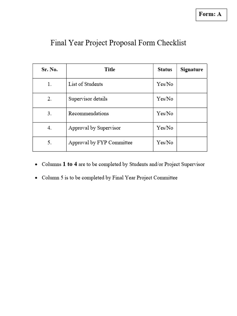 FYP Proposal Checklist | PDF