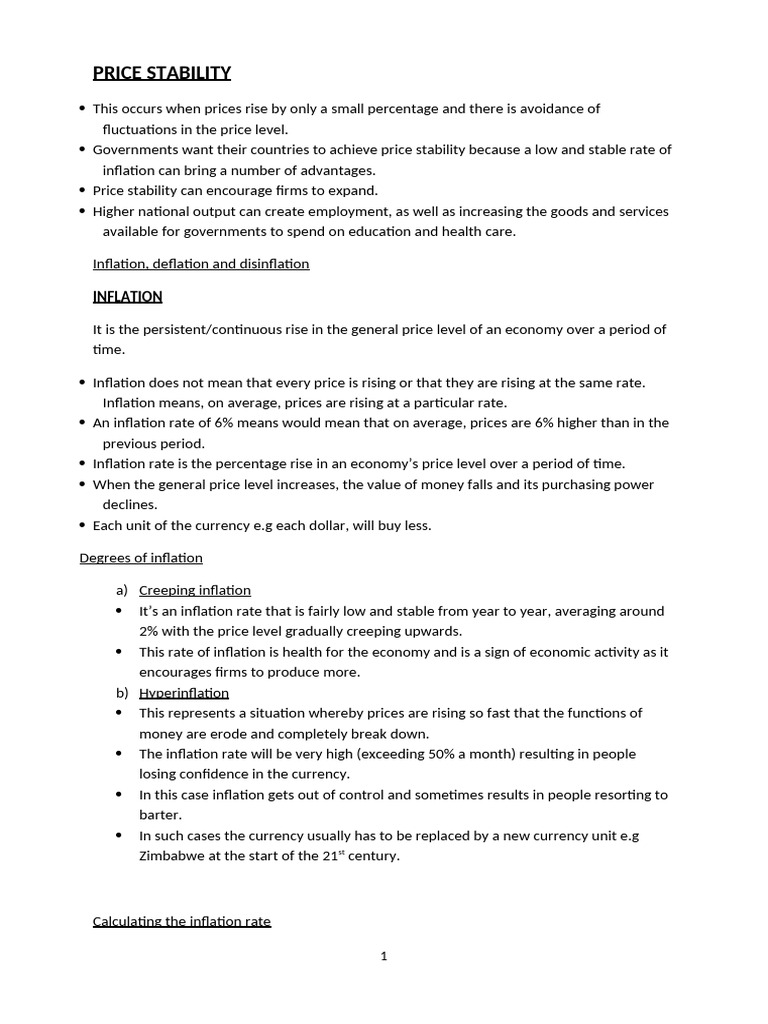 Understanding Price Stability and Inflation | PDF | Cost Of Living ...