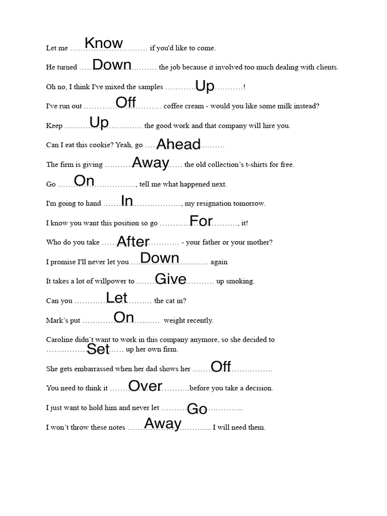 Common English Phrasal Verbs Practice | PDF