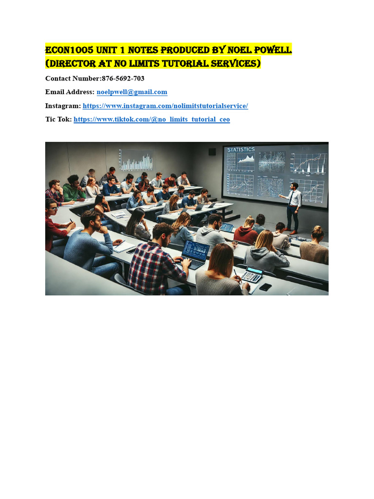 Econ1005 Unit 1 Notes for Beginners (1) | PDF