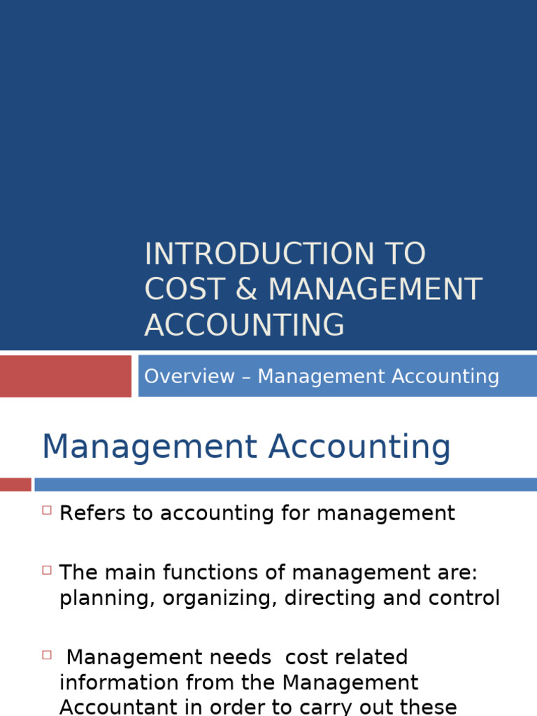 Week 1 - Introduction To Cost Management Accounting | PDF | Cost Of ...