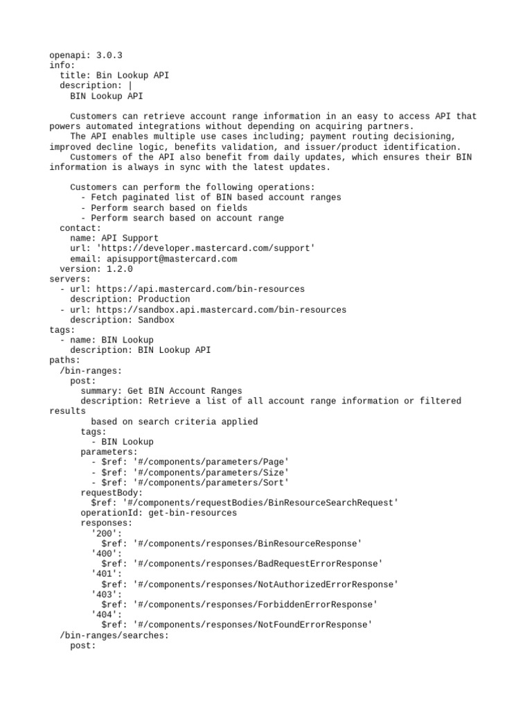 BIN Lookup API Overview | PDF | Computing