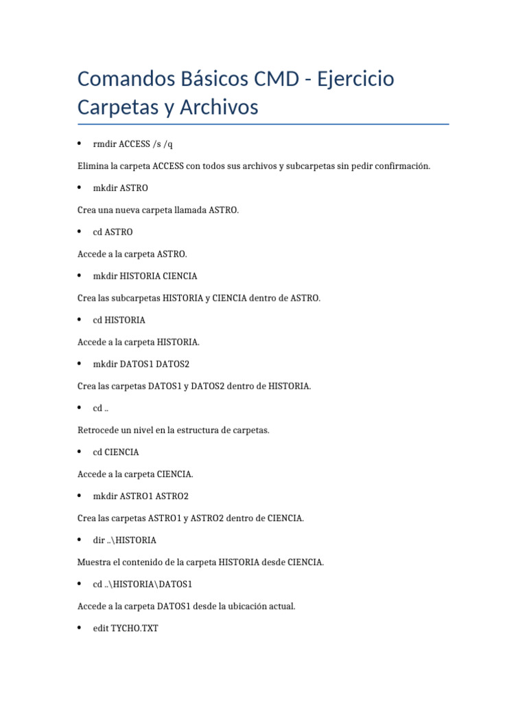 Comandos CMD Ejercicio | PDF
