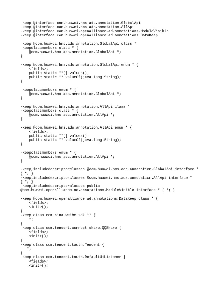 Huawei Ads API ProGuard Rules | PDF