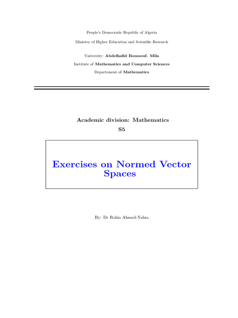 Corrigé Normed Vector Spaces Version2 Eng | PDF | Hilbert Space ...