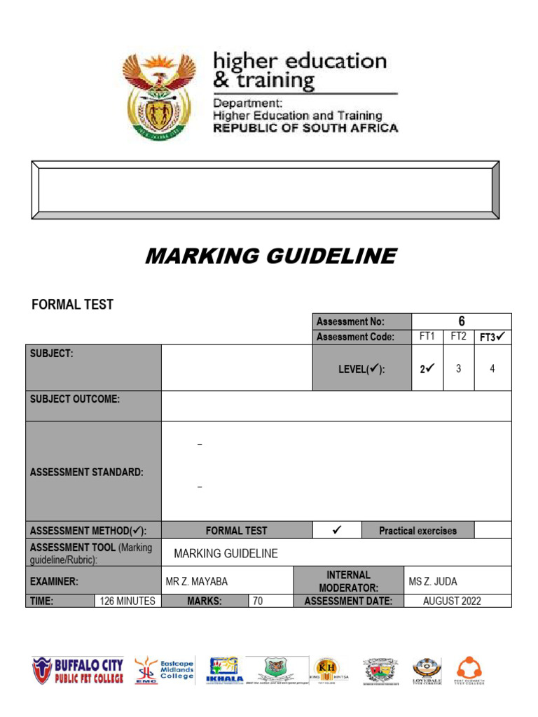 Mathematics Level 2 Test 3 Marking Guide | PDF | Mathematics | Science