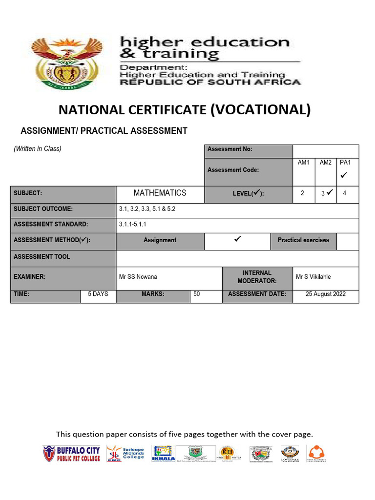 Mathematics Vocational Assessment Guide | PDF | Interest