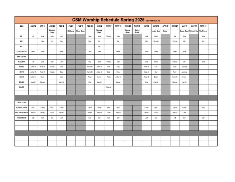 Csm Schedule 2027