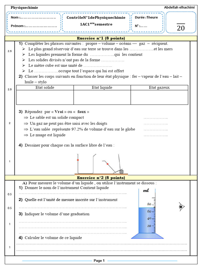 Concepts de base en physique et chimie | PDF | Eau | Gaz