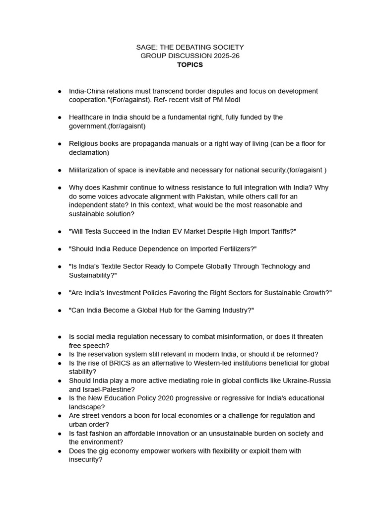GD Topics Sage | PDF