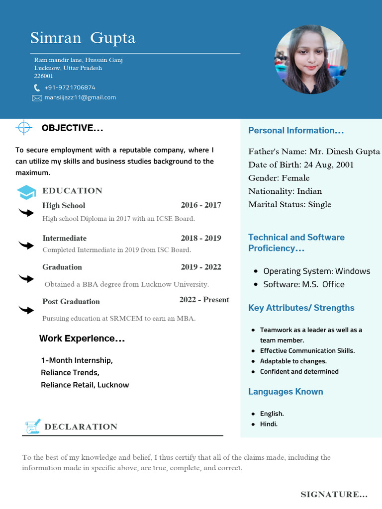 BBA Graduate with Strong Skills in Lucknow | PDF
