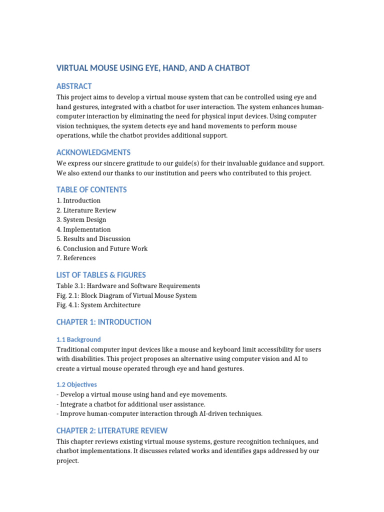 Eye and Hand Gesture Virtual Mouse | PDF | System | Computing