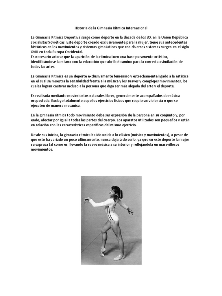 Historia de La Gimnasia Rítmica | PDF | Gimnasia | Deportes